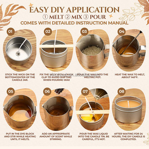 Fournitures pour la fabrication de bougies avec cire de soja, mèches, moules en silicone, colorants et plus encore, kit de fabrication de bougies DIY pour adultes, ensemble d'art et d'artisanat pour débutants - Product Image 6