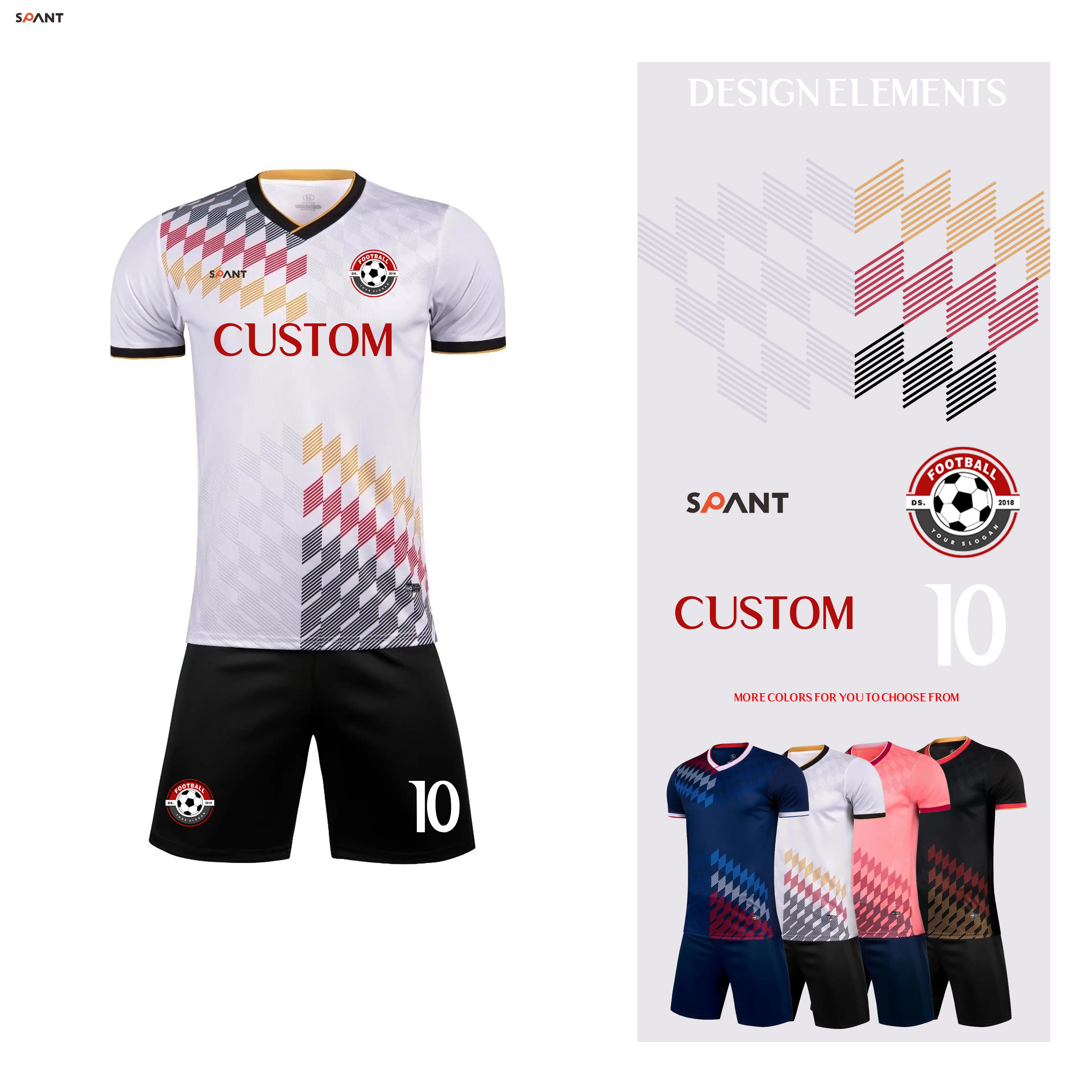 Oem/ODM thiết kế mới nhất bóng đá Jersey Kit vải thoáng khí trẻ em bóng đá Jersey màu sắc khác nhau bóng đá T-Shirts đồng phục