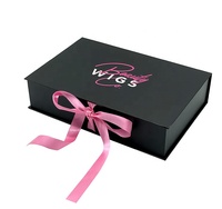 Boîte cadeau de luxe pour perruques avec ruban et logo personnalisé en satin, boîte d'emballage pour vêtements, t-shirts, robes, pantalons, extensions de cheveux