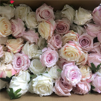 QSLH-S0253 Décoration de mariage, arrangement floral artificiel, tête de fleur en soie rose pour la décoration de la maison et des fêtes, panneau floral