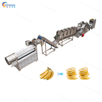 Kleine plantainchipsmachine, mini-bananenchips productielijn, handmatige en automatische dubbele snij- en friteuse voor kleine bedrijven