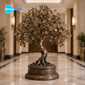 Scultura Personalizzata in Rame e Bronzo a Forma di Albero della Fortuna, Statua in Metallo Stile Europeo per Decorazione Interna di Hotel, Ville e Hall - Product Image 1