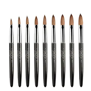 2022 Black Heart Nail Pincel Art Glue Painting Brush 100% Acrílico Kolinsky Acrílico Nail Brush pluma de dibujo