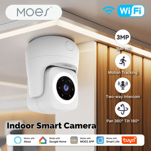 Caméra intelligente WiFi MOES Tuya pour intérieur, 3MP HD, panoramique 360° °   Inclinaison 180° °   Surveillance à domicile Compatible avec Alexa <span class=keywords><strong>Google</strong></span> Home - Product Image 2