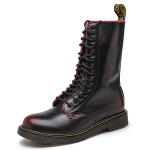 Bottes montantes très tendance en cuir de vachette à 14 œillets pour couple - Product Image 1