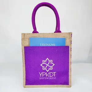 Large Capacity Custom Logo Shopping Bag Colorful Jute Handbag Custom Art Hand Carrying Fashion Tote Bag