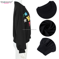Sweat-shirt à col rond pour femme, avec patch étoile en chenille, manches longues, coupe oversize, décontracté, grande taille, pour Halloween et l'automne