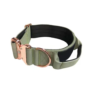 Collar táctico ajustable para perro, 2 pulgadas, con mango y hebilla de Metal