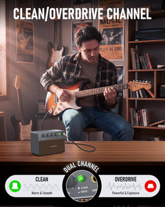Système de <span class=keywords><strong>guitare</strong></span> <span class=keywords><strong>sans</strong></span> <span class=keywords><strong>fil</strong></span> FW2D 2,4 GHz avec prise silencieuse exclusive, amplificateur de guitares électriques FBA-10 10W Drive/Clean Tone - Product Image 3
