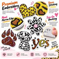 Patch brodé thermocollant tendance à motifs animaliers (léopard, vache, cœur, étoile) pour la vente en gros