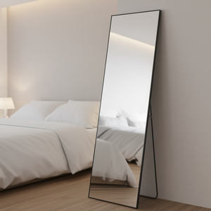 Espejo de cuerpo entero con marco de aluminio, vidrio de 4 mm, diseño moderno para dormitorio o sala de estar, de pie. - Product Image 2