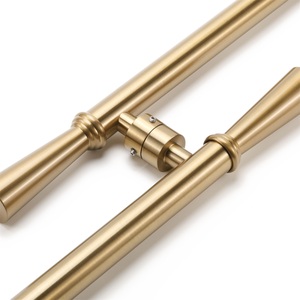 Poignée de porte principale en cuivre pur de 24 pouces de long, finition or brossé, paire de poignées, quincaillerie haut de gamme pour entrée de gros appareils électroménagers - Product Image 6