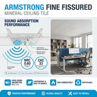 Armstrong FINE FISSURED offre une surface non directionnelle et constitue une solution économique pour l'absorption acoustique de classe C.