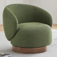 Fauteuil d'appoint pivotant moderne, fauteuil barillet rembourré en tissu performant, pieds en bois massif, mobilier modulaire pour la maison