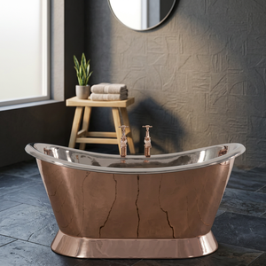 Baignoire autoportante en cuivre, forme irrégulière, baril de bain métallique de luxe, baignoire de trempage rectangulaire portable et écologique pour adultes - Product Image 3