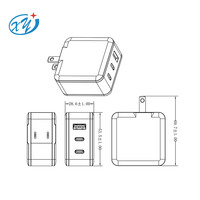 GaN 65W 3 Ports PD Chargeur USB C Chargeur de voyage pour ordinateur portable pour HP Dell MacBook