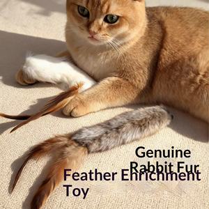 Pelota de Juguete para Gatos de Piel de Conejo, Material de Piel de Conejo Real, Resistente a Mordidas y Arañazos, Juguete para Gatos de Interior, Entretenimiento para Gatos - Product Image 3