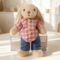 Peluche Lapin Super Doux en Forme de E avec Robe Florale Amovible et Ensemble de Chaussures, Rembourrage en Coton PP, Lavable, Fourrure Crème, Jouet pour Enfants