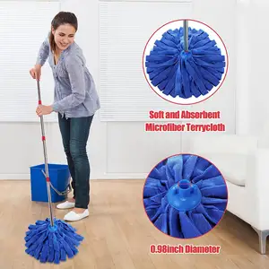Rotating Handle Plastic Mop Head For Floor Clean Absorbent Microfiber Strip Cloths For Mop Replacement Polyester Mop Head