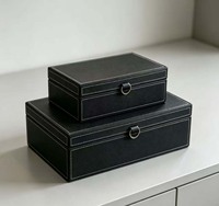 Boîtes de rangement en similicuir avec couvercles, boîtes décoratives imbriquées pour table basse, étagère et décoration de salon, support pour télécommande