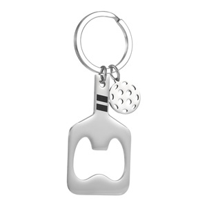 Porte-clés décapsuleur en acier inoxydable, design raquette de pickleball, style européen et américain, personnalisable, cadeau sportif pour sac à dos - Product Image 3
