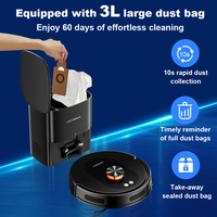 Robot aspirateur LIECTROUX T9 LDS avec collecteur de poussière, auto-nettoyage