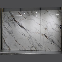 Dalle de Pierre Réelle 1200x2400x9mm, Surface Brillante Pierre Frittée Modèle Complet pour Décoration Intérieure Maison