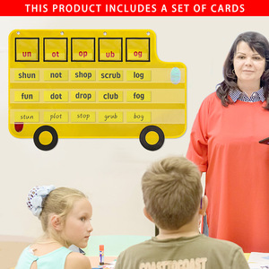 Large School Bus Shaped <b>Pocket</b> Charts for Kids, Back to School Supplies, Classroom Decor Hanging <b>Pocket</b> Charts - Product Image 3