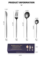 Ensemble de couverts minimalistes en acier inoxydable, 24 pièces, couteau, fourchette, cuillère, vaisselle, boîte cadeau pour mariage, vente en gros