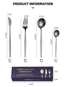 Minimalistisches Edelstahl-Besteckset 24-teilig Messer Gabel Löffel Essbesteck Hochzeit Party Geschenkbox Großhandel - Product Image 2