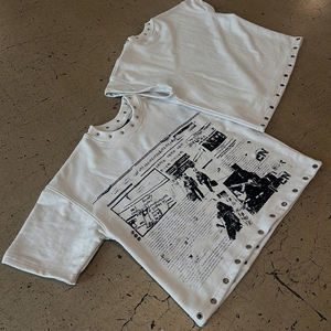 T-Shirt da <span class=keywords><strong>uomo</strong></span> personalizzata con rivetto <span class=keywords><strong>bianco</strong></span> t-Shirt a forma di t-Shirt grafica senza maniche da <span class=keywords><strong>uomo</strong></span> - Product Image 1