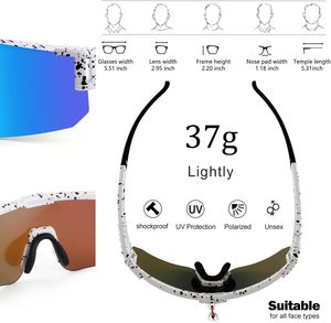 Lunettes de soleil de sport polarisées UV400 noires à monture carrée surdimensionnée pour le cyclisme et la course en extérieur - Product Image 3
