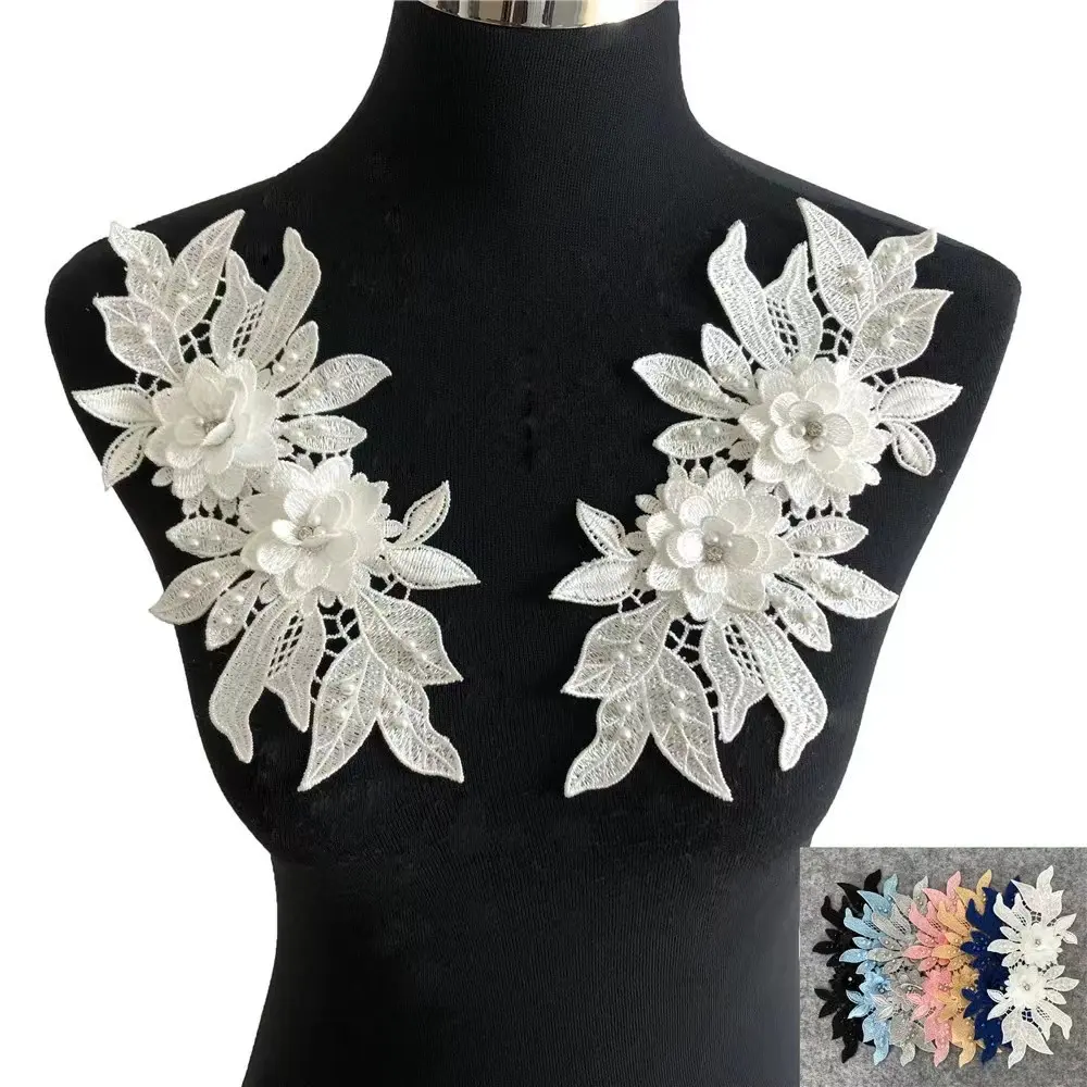 professional handmade 3d flower lace trim applique sequin beaded trim