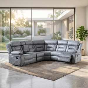 Nuevo diseño de sofá reclinable grande en forma de L con reposacabezas ajustables y esquinas duraderas rellenas de esponja para máxima comodidad. - Product Image 6