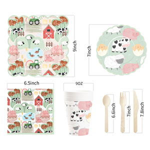 DAMAI Party Tableware <b>Set</b> <b>Farm</b> Theme Disposable Paper Plates <b>Set</b> Dinner Picnic Cup Disposable Party Supplies Kits for Birthday - Product Image 3