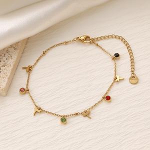 Pulsera multicolgante <span class=keywords><strong>de</strong></span> acero <span class=keywords><strong>de</strong></span> titanio a la moda, trébol <span class=keywords><strong>de</strong></span> cuatro hojas <span class=keywords><strong>de</strong></span> acero inoxidable, corazón, mal <span class=keywords><strong>de</strong></span> ojo, circón, joyería, enlace <span class=keywords><strong>de</strong></span> mariposa - Product Image 3