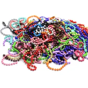 100 unids/lote 12CM de longitud colorido Bola de cadenas encaja llavero/cadena dominante/muñecas/etiqueta de mano conector de la fabricación de la joyería DIY