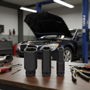 Juego de llaves de impacto Fervi de 3 piezas con accionamiento de 1/2 pulgada y boca profunda para reparación automotriz - Product Image 3