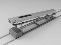Véhicule de transfert pour robot de nettoyage solaire, chariot navette sur rail en alliage d'aluminium pour centrale photovoltaïque avec pont de raccordement et espace de stationnement
