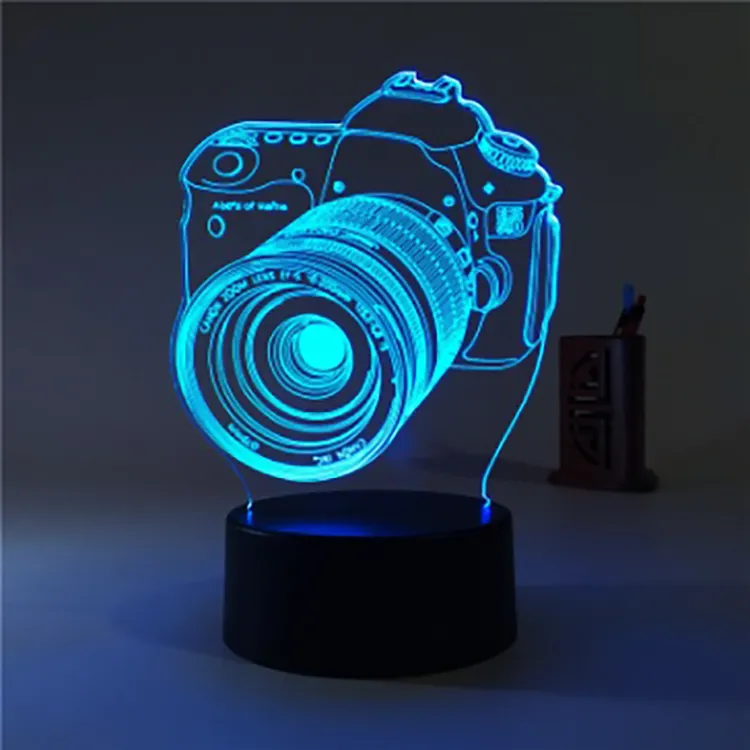 Lámpara LED 3D acrílica, luz nocturna de ilusión USB con cambio de 7 colores para decoración interior del hogar, juguete para niños, base de lámpara LED Gif