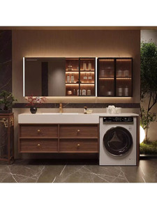 <span class=keywords><strong>Mobile</strong></span> <span class=keywords><strong>Bagno</strong></span> Integrato in Alluminio Senza Soluzione di Continuità <span class=keywords><strong>con</strong></span> Lavatrice e Armadietto a Specchio - Product Image 2