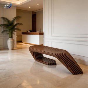 Banc de patio moderne et durable en bois pour usage intérieur/extérieur, 2 places, idéal pour centres commerciaux et hôtels - Product Image 2