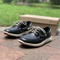 Espadrilles de sport pour hommes en cuir véritable bleu marine, à lacets, décontractées, confortables, respirantes, légères, résistantes à l'usure et antidérapantes
