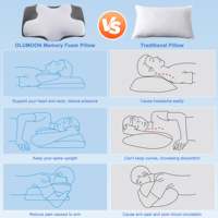 Forme personnalisée réglable ergonomique contour cervical oreiller ergonomique en mousse à mémoire de forme pour le soulagement des douleurs cervicales