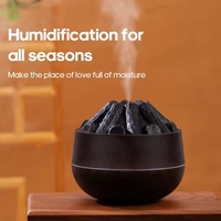 Humidificateur moderne d'aromathérapie à l'huile charbon de bois volcanique purificateur d'air portable à flamme intérieure lumière LED 300ml humidificateur diffuseur d'arôme