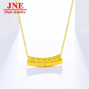 Colgante de oro 999 Baifu Tube Smile, collar 3D de oro duro con la palabra Fu en forma de codo para amigos mayores, venta al por mayor - Product Image 2