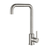 Robinet de lavabo de salle de bain d'hôtel à poignée unique, à trou unique, en acier inoxydable SUS 304, durable, monté sur le plan de travail