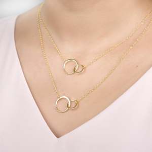 Collar de Joyería para el Día de la Madre, Colgante de Doble Círculo Infinito, Madre y Nieta, Dos Círculos Entrelazados para Collares con Colgante - Product Image 5