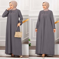 Robe longue unie pour femmes turques, robe de soirée modeste musulmane, abaya longue