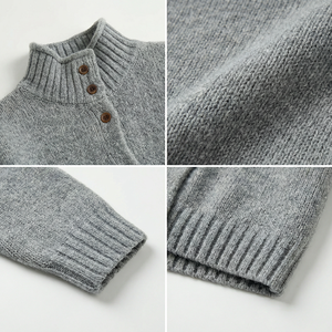 Vente en gros de cardigan en tricot pour bébé, unisexe, automne-hiver, manches longues, couleur unie, côtelé, col montant, pour tout-petits - Product Image 4